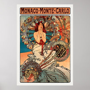 Monaco Monte Carlo door Alfons Mucha Poster