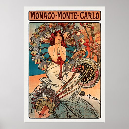 Monaco Monte Carlo door Alfons Mucha Poster (Voorkant)
