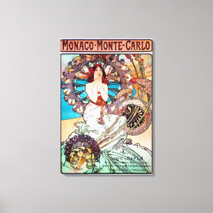 Monaco Monte Carlo door Alphonse Mucha Canvas Afdruk