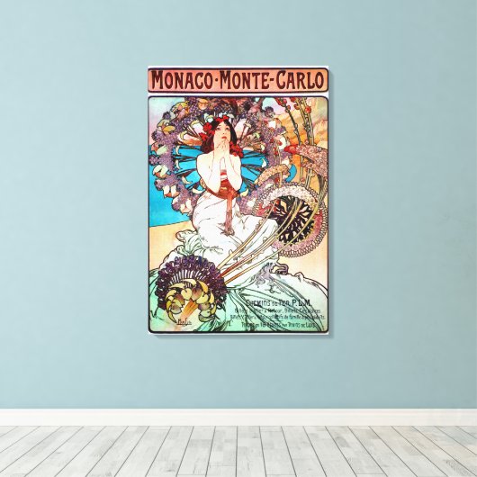 Monaco Monte Carlo door Alphonse Mucha Canvas Afdruk (Insitu (Houten vloer))