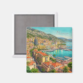 Monaco Monte Carlo Europe Travel Waterverf Magneet (Voorkant / Achterkant)