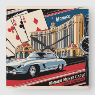 Monaco Monte Carlo luxe auto horloge  Vierkante Klok