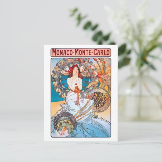 Monaco, Monte-Carlo, Mucha Briefkaart (Staand voorkant)