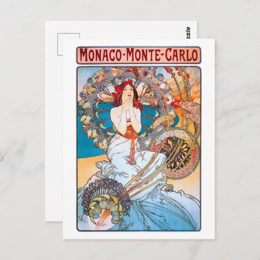 Monaco, Monte-Carlo, Mucha Briefkaart (Voorkant / Achterkant)