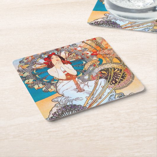 Monaco, Monte-Carlo, Mucha Kartonnen Onderzetters (Schuin)