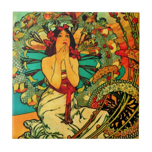 Monaco Monte Carlo Poster door Alphonse Mucha Tegeltje (Voorkant)