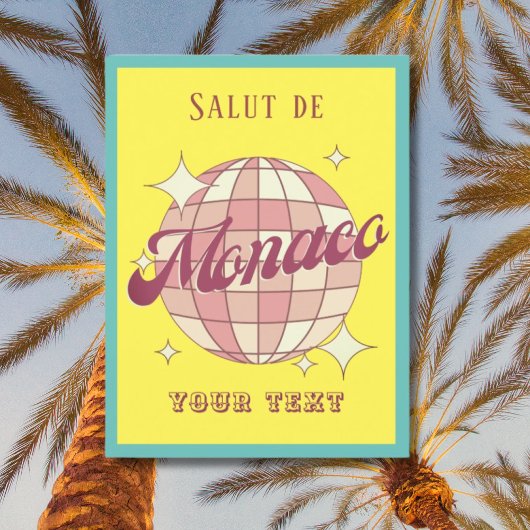 Monaco Monte Carlo Retro geel Briefkaart