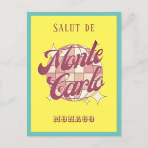 Monaco Monte Carlo Retro  geel Briefkaart