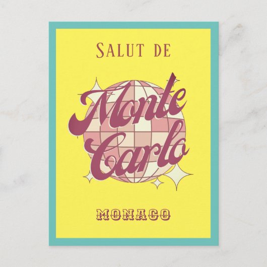 Monaco Monte Carlo Retro  geel Briefkaart (Voorkant)