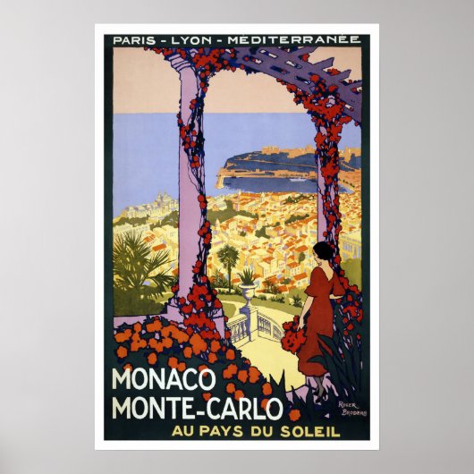 Monaco Monte-Carlo Vintage Travel Poster (Voorkant)