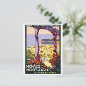 Monaco. Monte-Carlo Vintage Travel Poster teruggez Briefkaart (Staand voorkant)