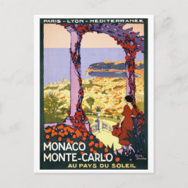 Monaco. Monte-Carlo Vintage Travel Poster teruggez Briefkaart
