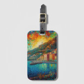 Monaco, Monte-Carlobaai in Van Gogh stijl Bagagelabel (Voorkant (verticaal))