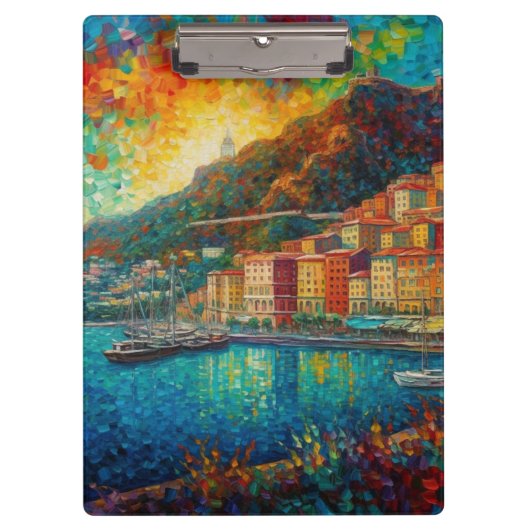 Monaco, Monte-Carlobaai in Van Gogh stijl Klembord (Voorkant)