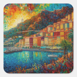 Monaco, Monte-Carlobaai in Van Gogh stijl Vierkante Sticker