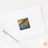 Monaco, Monte-Carlobaai in Van Gogh stijl Vierkante Sticker (Envelop)
