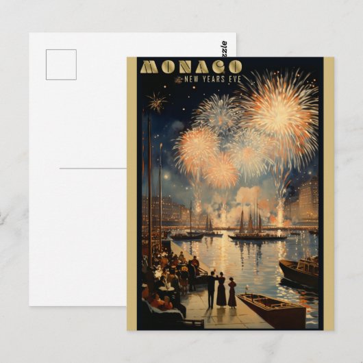  Monaco New Years Eve Vuurwerk Reizen Briefkaart (Voorkant / Achterkant)