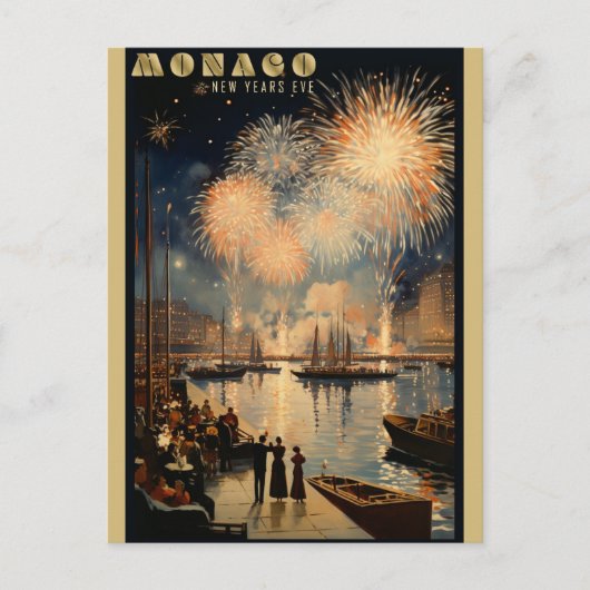 Monaco New Years Eve Vuurwerk Reizen Briefkaart (Voorkant)