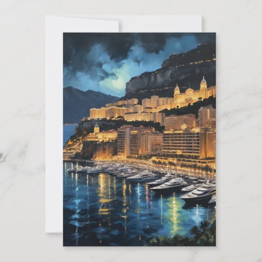 Monaco Nights Marina & Cityscape Schilderij Save The Date (Achterkant)