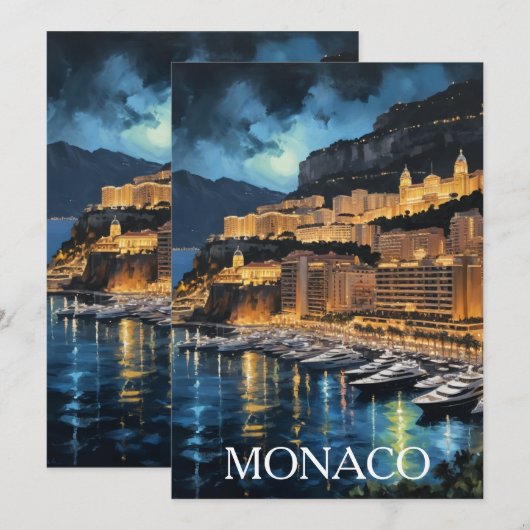 Monaco Nights Marina & Cityscape Schilderij Save The Date (Voorkant / Achterkant)