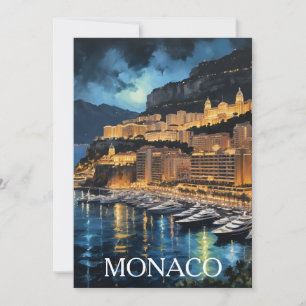 Monaco Nights Marina & Cityscape Schilderij Save The Date