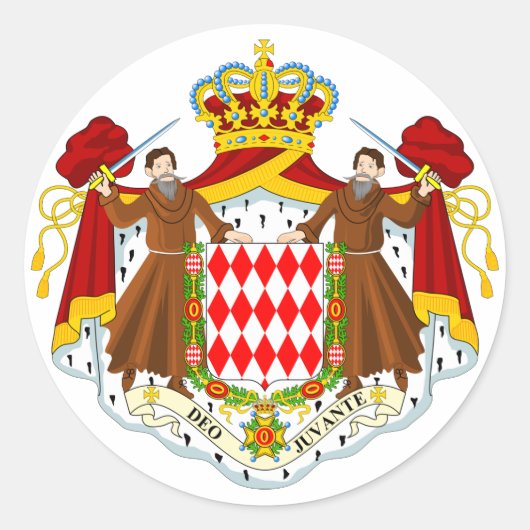 Monaco officieel wapen heraldiek symbool ronde sticker (Voorkant)