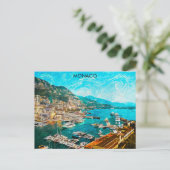 Monaco Olieverf Illustratie Reishaven Briefkaart (Staand voorkant)