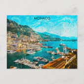 Monaco Olieverf Illustratie Reishaven Briefkaart (Voorkant)
