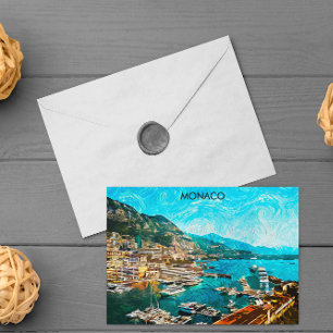 Monaco Olieverf Illustratie Reishaven Briefkaart