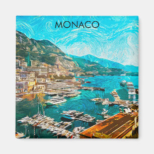 Monaco Olieverf Illustratie Reishaven Magneet
