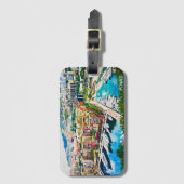 Monaco olieverf jachthaven bagagelabel (Voorkant (verticaal))