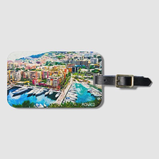 Monaco olieverf jachthaven bagagelabel (Voorkant (horizontaal))