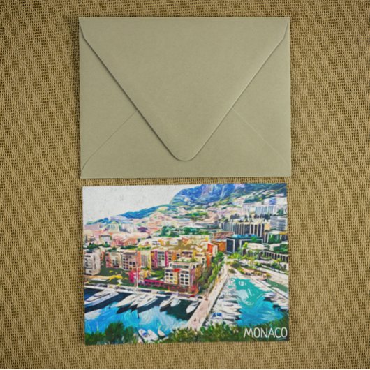 Monaco olieverf jachthaven briefkaart