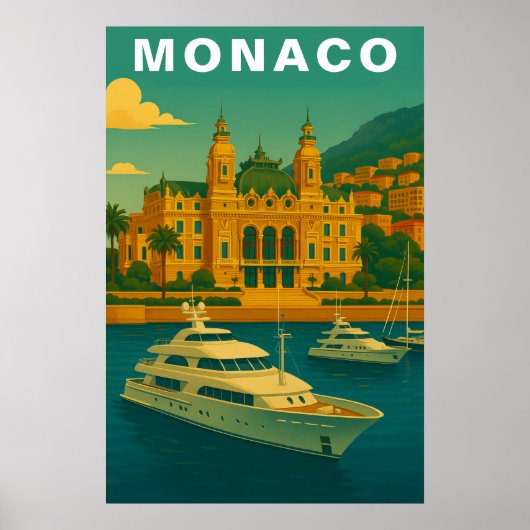 Monaco Oude Mediterrane Haven & Jacht Poster (Voorkant)