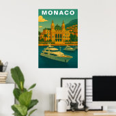 Monaco Oude Mediterrane Haven & Jacht Poster (Thuiskantoor)