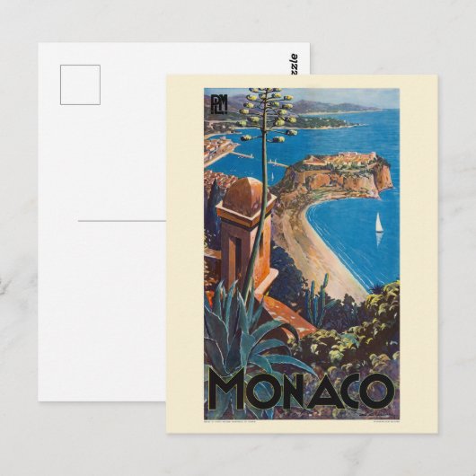Monaco PLM Post 1925 Poster Briefkaart (Voorkant / Achterkant)