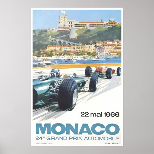 Monaco Poster Auto Racing Kunst Raceauto Print (Voorkant)