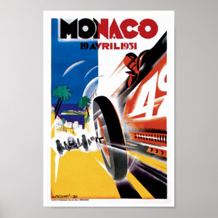 Monaco Race Vintage Art Print Poster