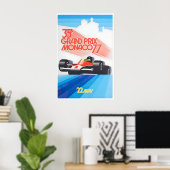 Monaco Racing Poster Raceauto Kunst 1977 Print Gra (Thuiskantoor)