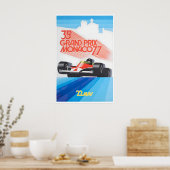 Monaco Racing Poster Raceauto Kunst 1977 Print Gra (Keuken)