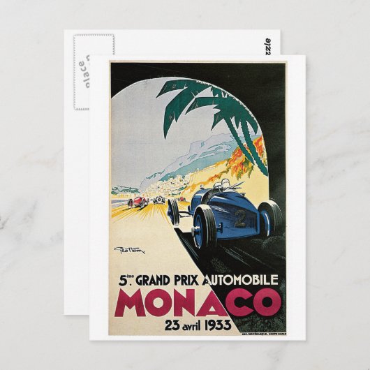 Monaco Racing Vintage Briefkaart (Voorkant / Achterkant)