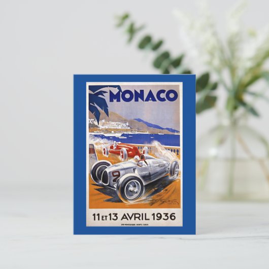 Monaco-reisposter, 1936 autorace briefkaart (Staand voorkant)