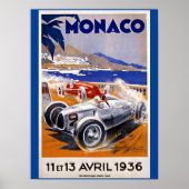 Monaco-reisposter, 1936 autorace poster (Voorkant)
