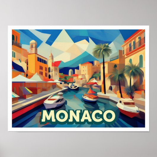 Monaco Reizen artistiek kleurrijk Poster (Voorkant)