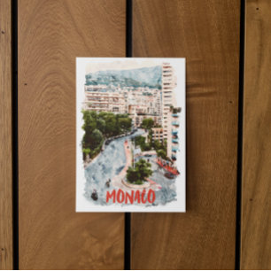Monaco Retro Race Track Franse Riviera Reizen Briefkaart