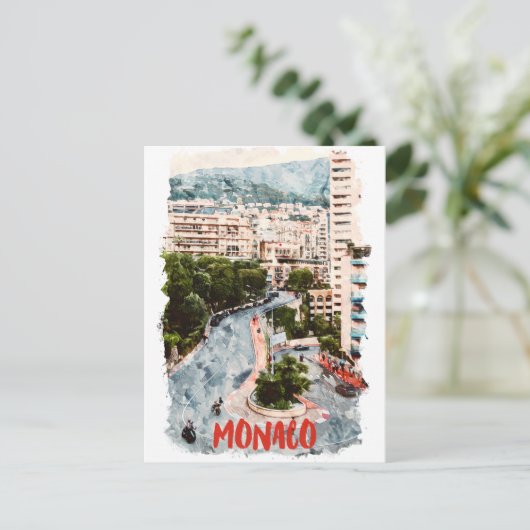 Monaco Retro Race Track Franse Riviera Reizen Briefkaart (Staand voorkant)