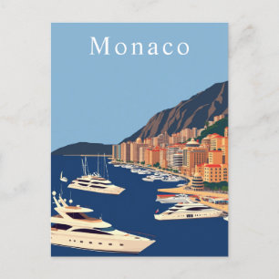 Monaco Retro Travel Art Briefkaart