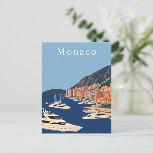 Monaco Retro Travel Art Briefkaart (Staand voorkant)