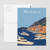 Monaco Retro Travel Art Briefkaart (Voorkant / Achterkant)