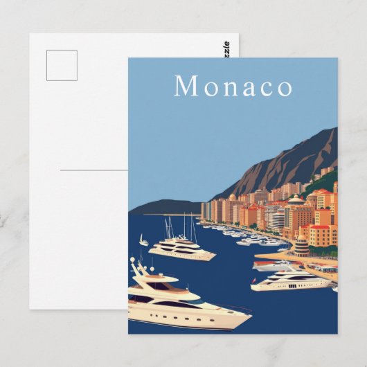 Monaco Retro Travel Art Briefkaart (Voorkant / Achterkant)